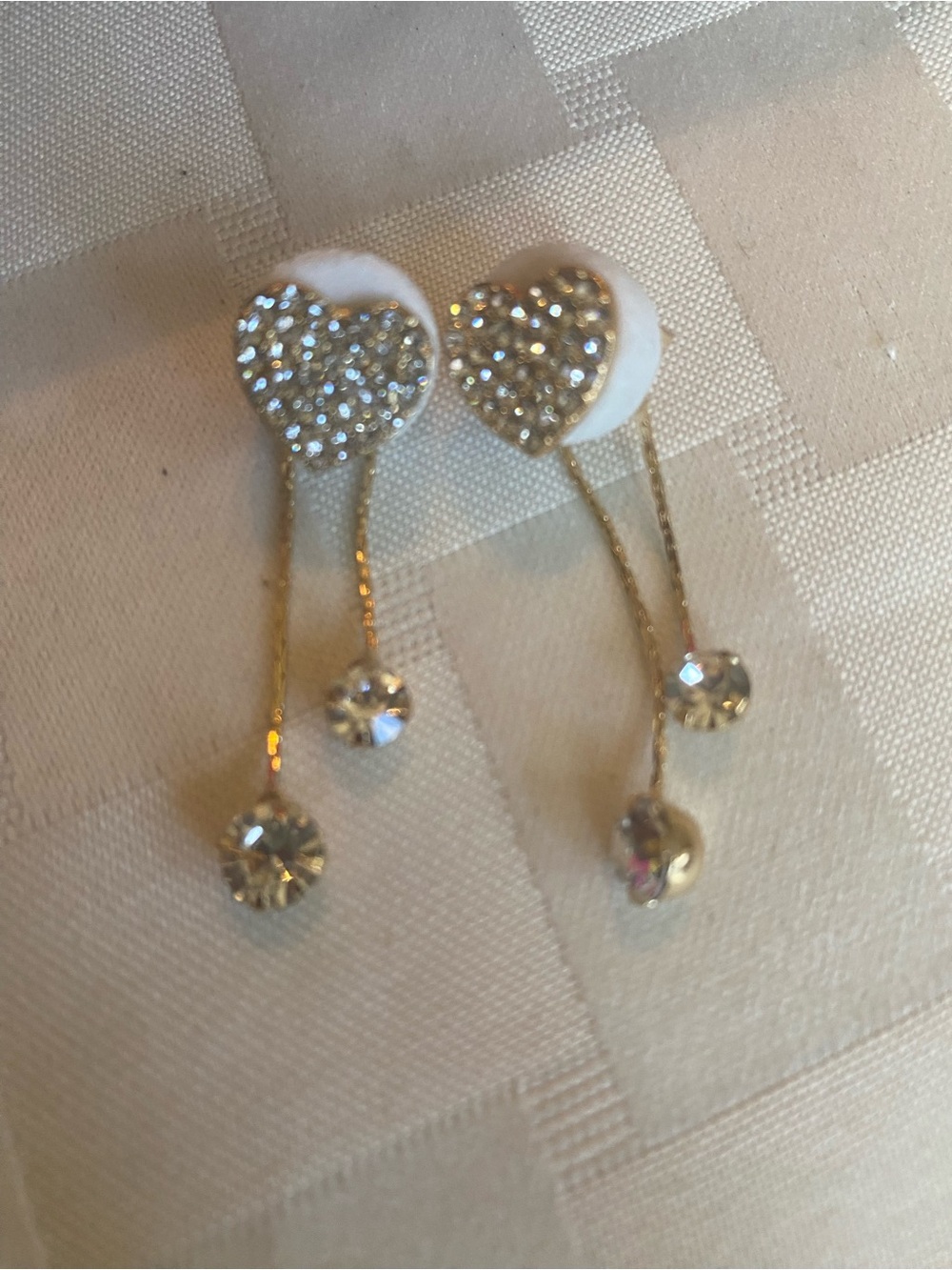Gold Heart Drop Crystal Earrings - Women Jewelry